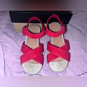 Red Platform Espadrille Sandals Size 7 1/2